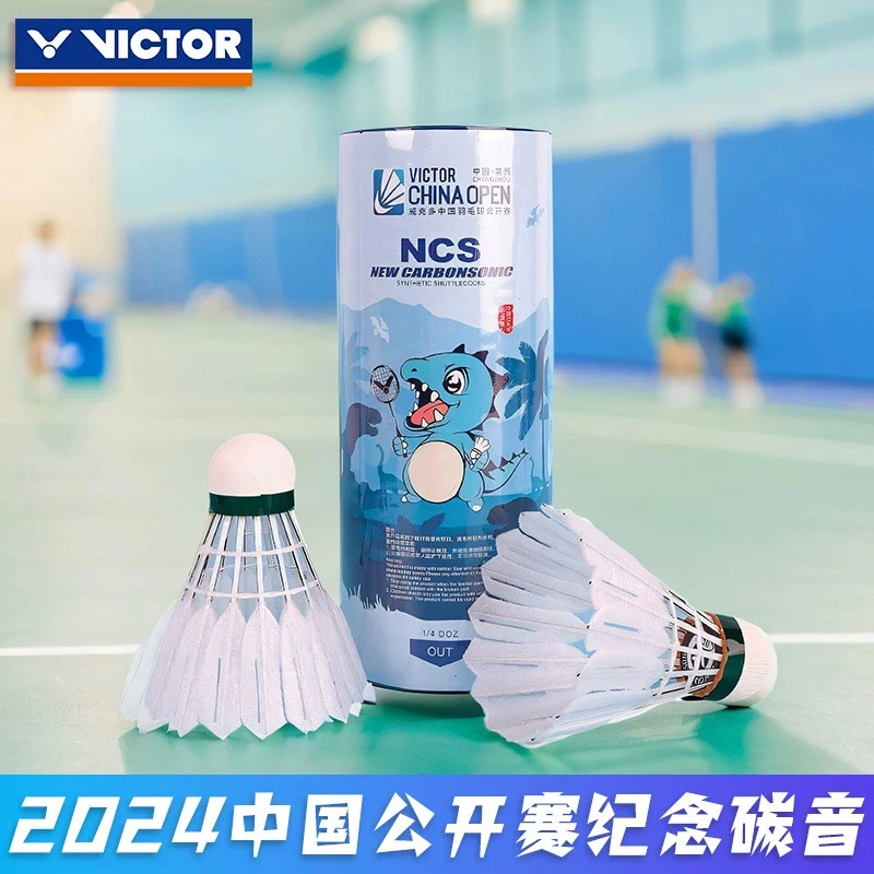 original 1 Tube 3 Pcs victor new carbon sound NCS artificial badminton with stable flight and endurance