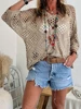 Fashionable and elegant large perforated top, women's hollow knit sweater, versatile sweater 1