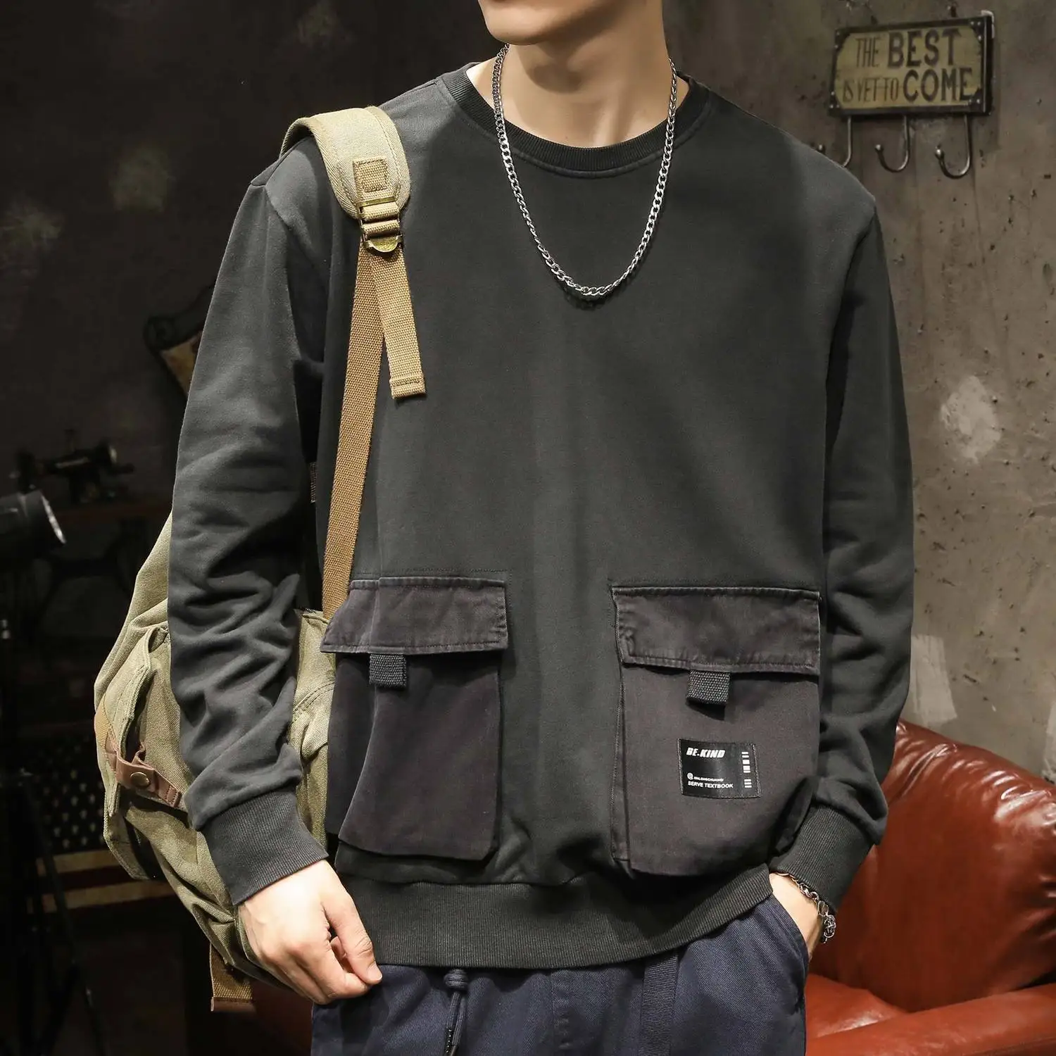 

Plus Size Harajuku High Quality Fleece Hoodie Japanese Streetwear Hip Hop Sweatshirt Men Clothing Korean Couple Pullover N68