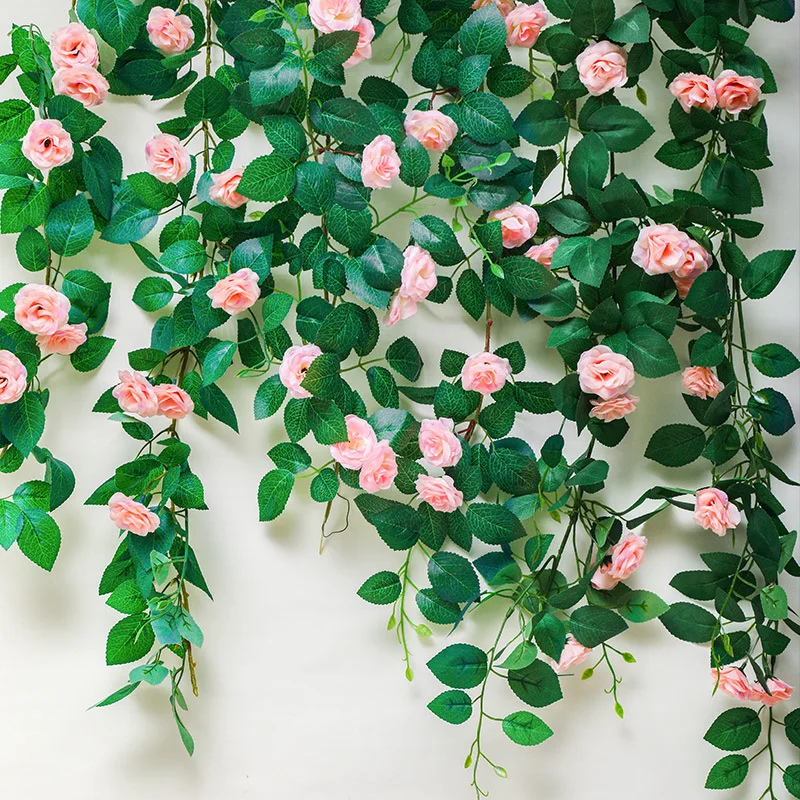Simulated Rose Vine Decoration Air Conditioning Duct Obstruction Wrapped Wall Decoration
