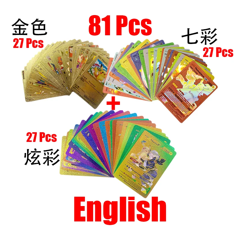 thumbnail image 1 of 81-36 Pcs Cards German Spanish French English Vmax GX Energy Card Pikachu Rare Collection Battle Trainer Boys Gifts Toys, 1 of 5