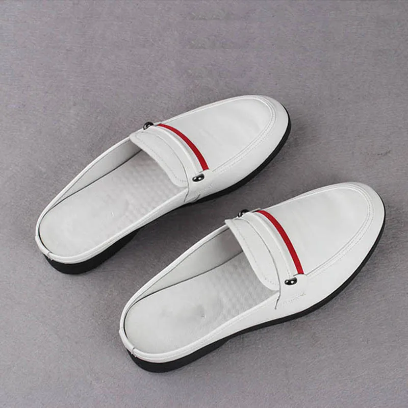 

2023 Summer Soft-faced Semi-slipper Male Design Baotou Heelless Slippers Lazy Personality