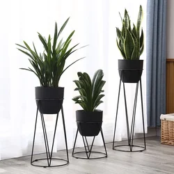 Scandinavian Metal Art Plant Holder Sleek Minimalist Design Light Luxury Greenery Stand for Balcony and Living Space