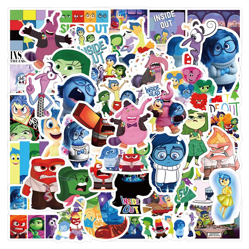 Disney Movie Inside Out Cartoon Stickers as anime stickers Cute Anime Decals Laptop Phone Fridge Guitar Decoration Sticker Kids Toys 10/30/60PCS
