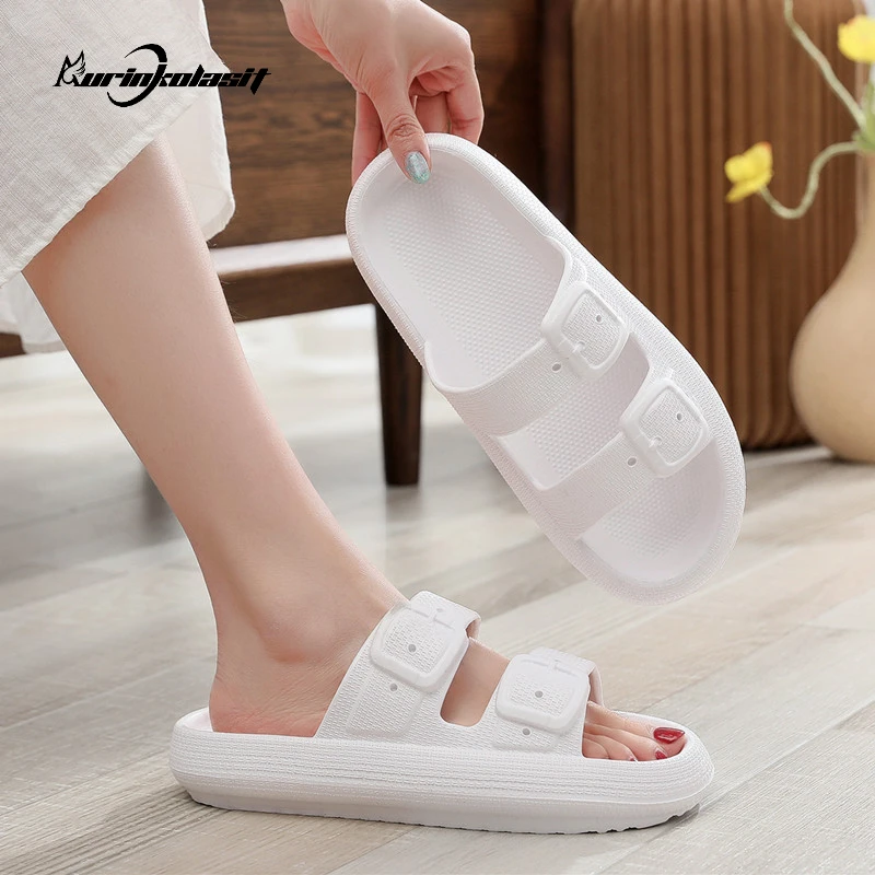 

Fashion Simple Summer Adjustable Slippers Women Men Indoor Home Comfortable Lightweight Couple Slippers Anti-Slip Shower Slides