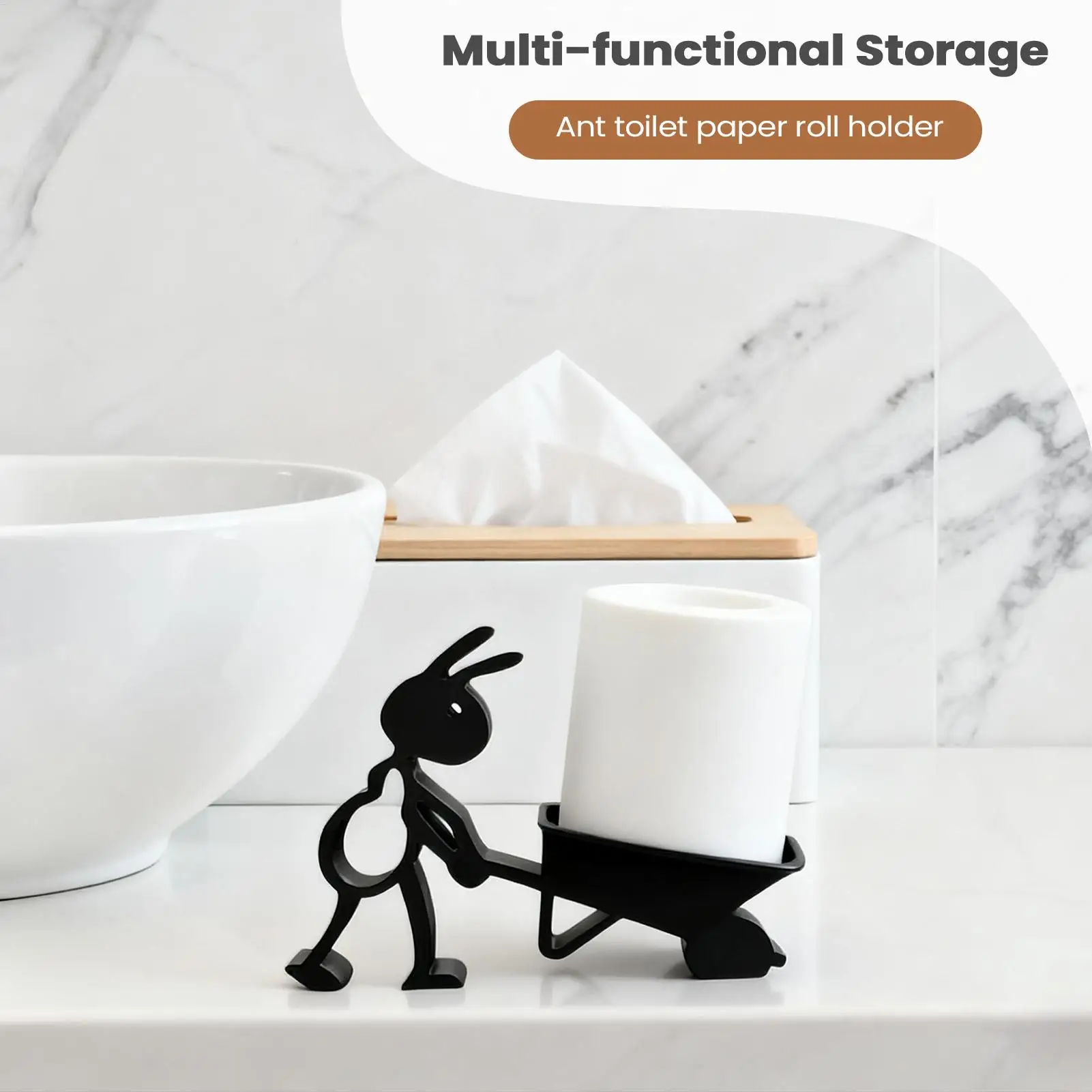 Toilet Paper Holder Stand Ant Shaped Cute Funny Matte Decor Bathroom Tissue Holder for Bathroom Kitchen RV Camping Travel Home