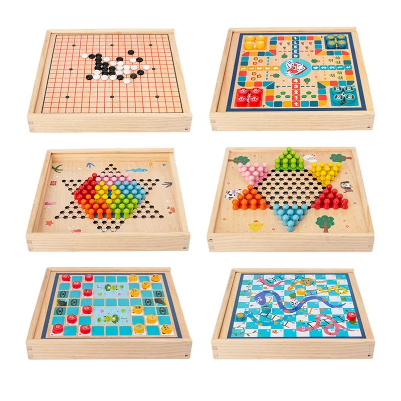Eight In One Children's Multifunctional Board  Chess Wooden Flying Chess Checkers Gobang Chinese Chess Adult Parentchild Game 3