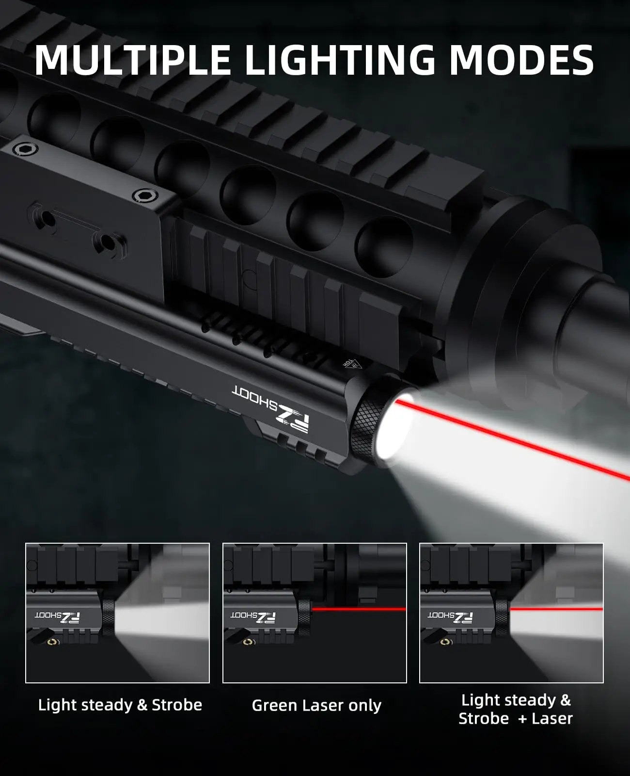 Laser Sight Red Dot Laser Sight 2400 Lumens Rifle Tactical Red Laser Light Combo Picatinny M-Rail Beam Rifle Strobe Mode EZshoot Hunting