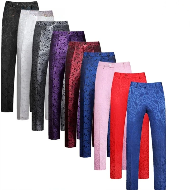 

Red Men's Suit Pants Wedding Party Trousers Fashion Business Dress Pants Men Blue Black Pantalones Hombre White Slacks S-5XL 6XL