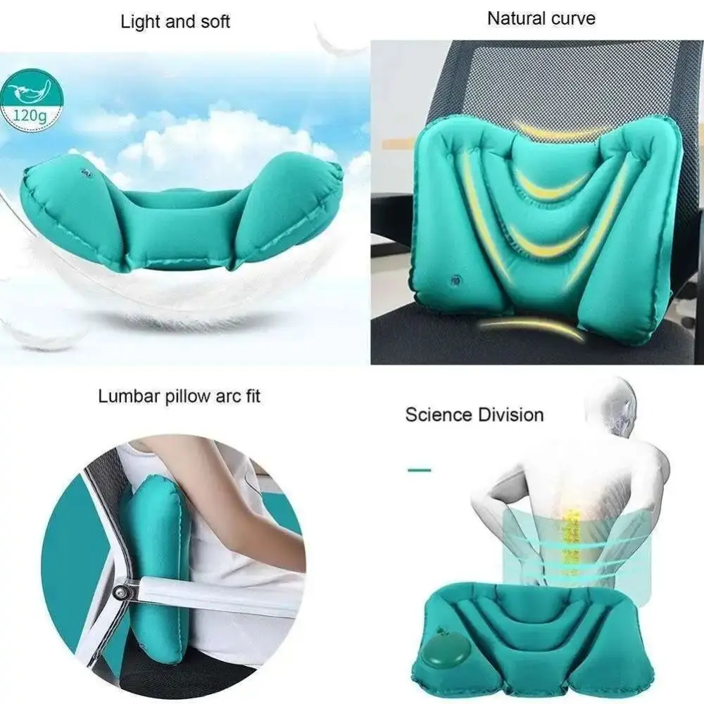 Waist Protection Inflatable Lumbar Pillow Ultralight Comfortable Chair Waist Cushion Inflatable Soft Cushion for Home Office Car
