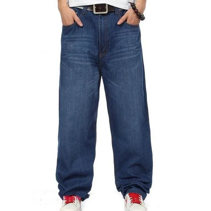 

Новые модные мешковатые джинсы, мужские свободные джинсы темно-синего цвета в стиле хип-хоп, для скейтборда, мужские джинсы большого размера 30-46, брюки-Боттон