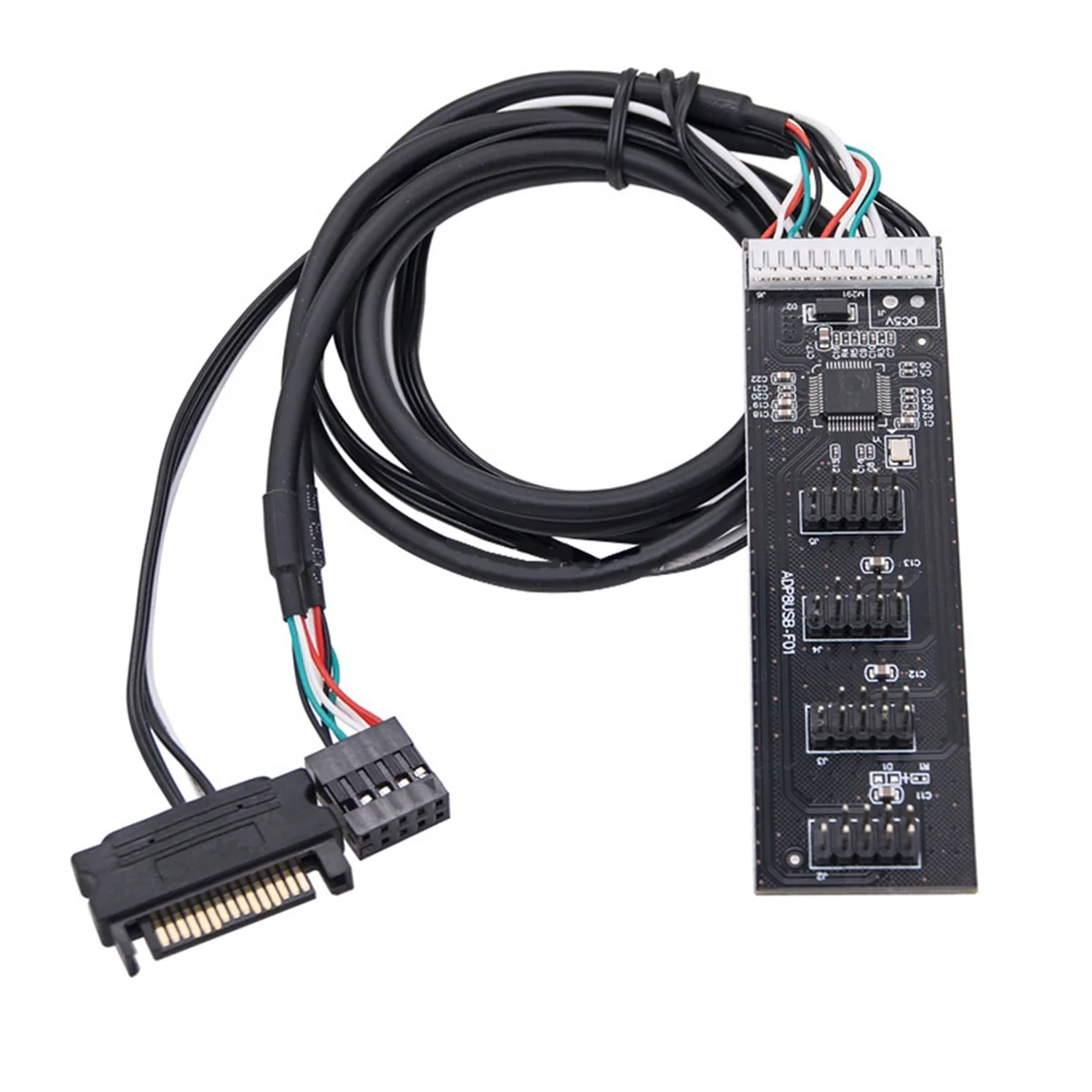 BNGF-USB2.0 Header Splitter 9 Pin 1 to 4 Extension Hub Splitter with SATA Interface Cable for PC Mainboard Adapter