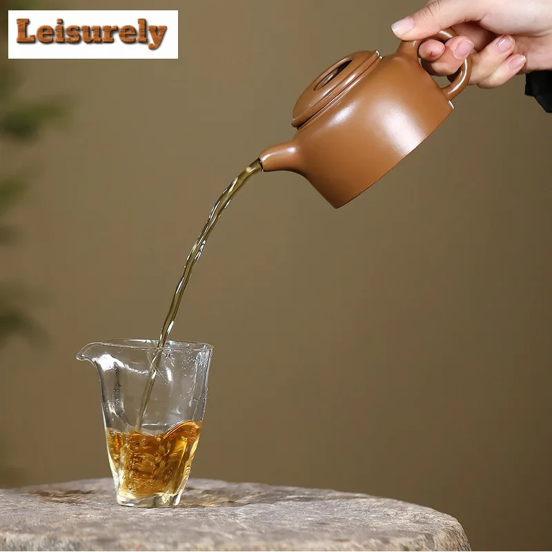 270ml Aesthetic Yixing Purple Clay Teapots Handmade Cattle Lid Lotus Seed Pot Raw Ore Gold Zhu Mud Kettle Zisha Tea Set Tea Gift