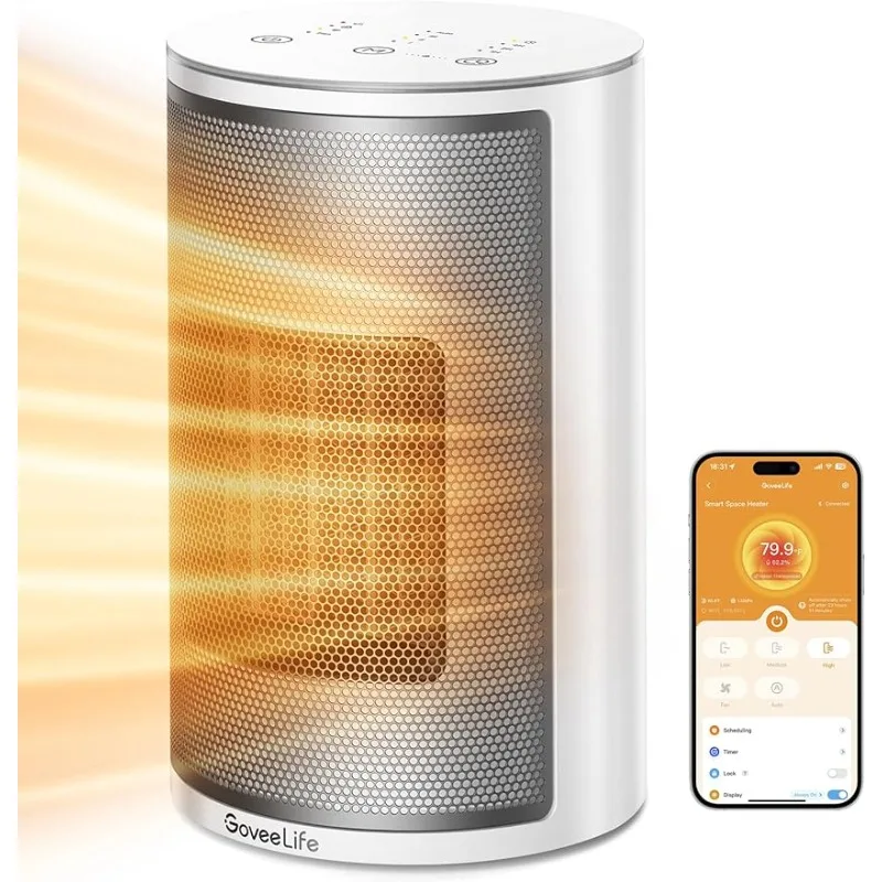 

Smart Space Heater for Indoor Use,Wi-Fi App & Voice Remote Control, Safety for Bedroom Home Indoors Office Desk Portable