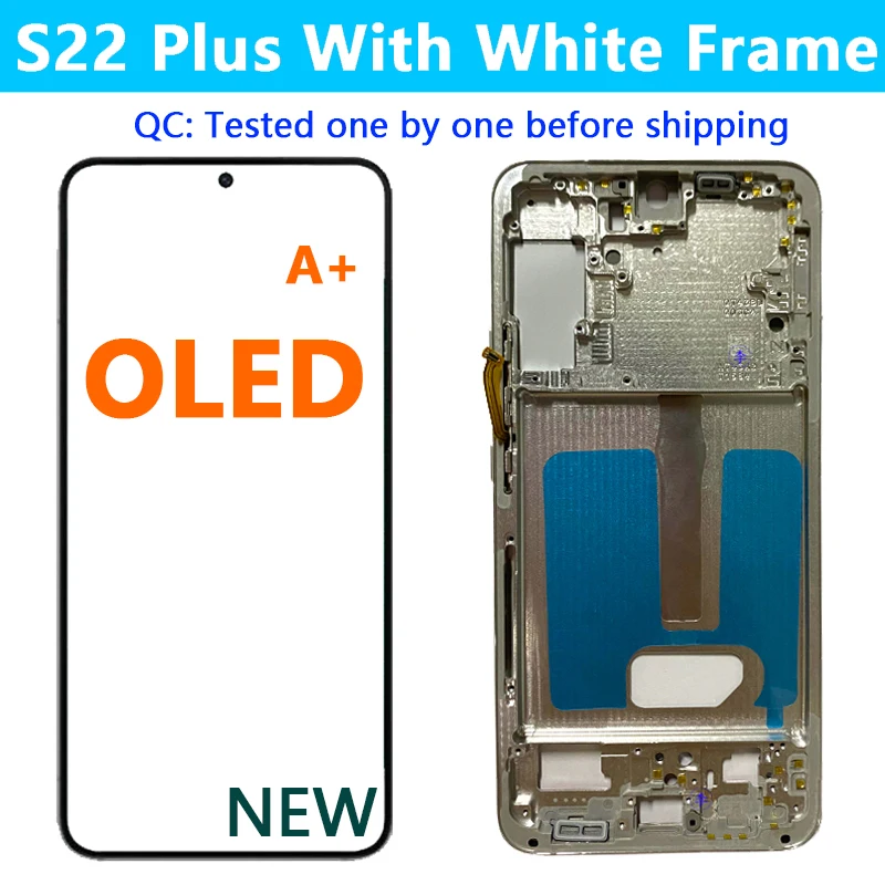 프레임 포함 LCD 디스플레이 디지털 터치 스크린 교체 OLED, 삼성 S22 플러스 5G, S906 S906U SM-S906B