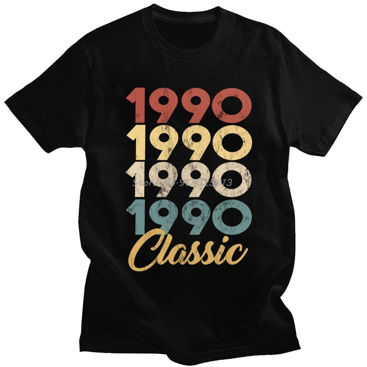 Vintage 1990 klassisches T-Shirt zum 30. Geburtstag für Männer, kurzärmelig, 30 Jahre alt, 90er-Jahre-T-Shirt, O-Ausschnitt, Baumwolle, T-Shirt, Tops, Kleidung – Detail 2