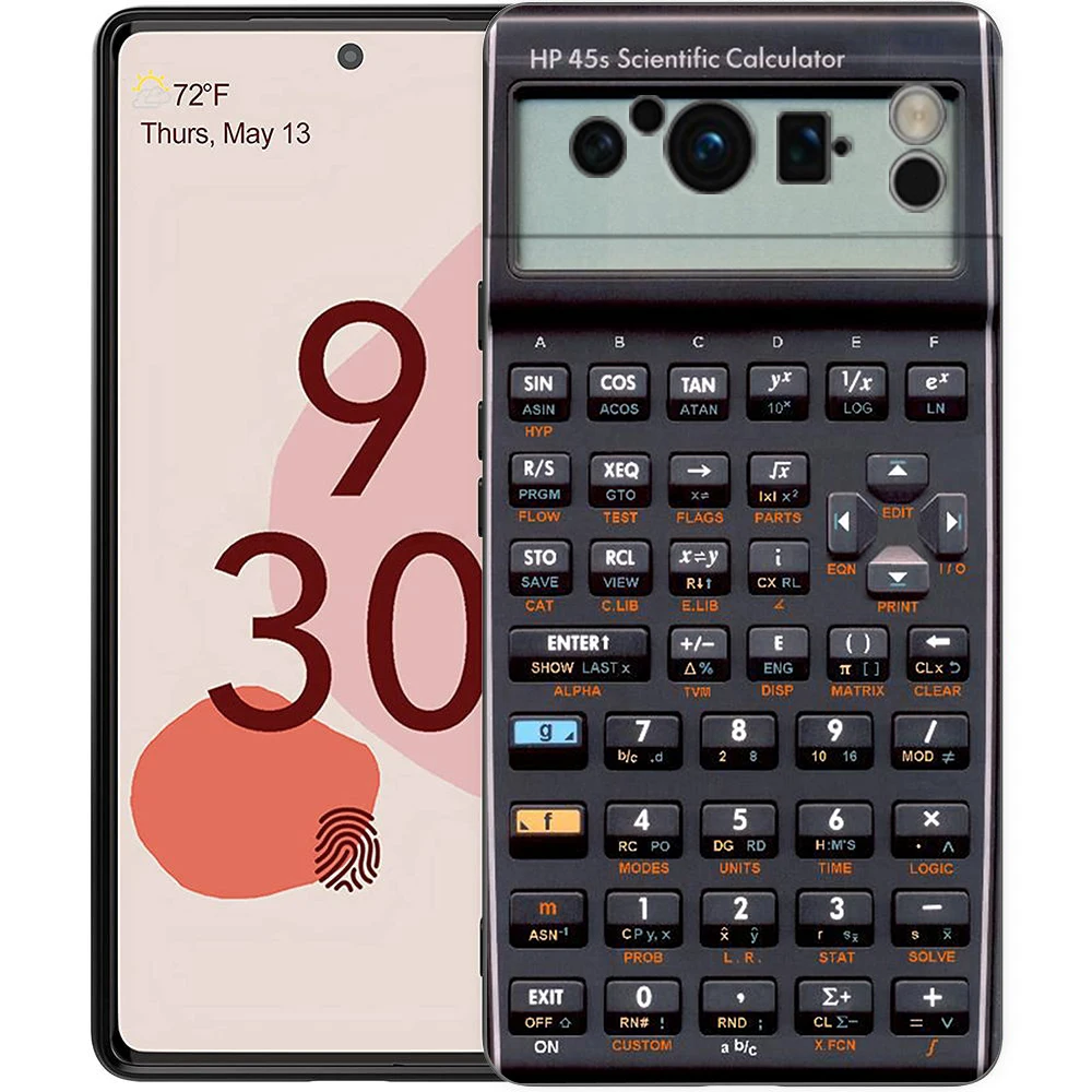 Vintage Calculator Design Shockproof TPU Phone Case - Soft Black Cover