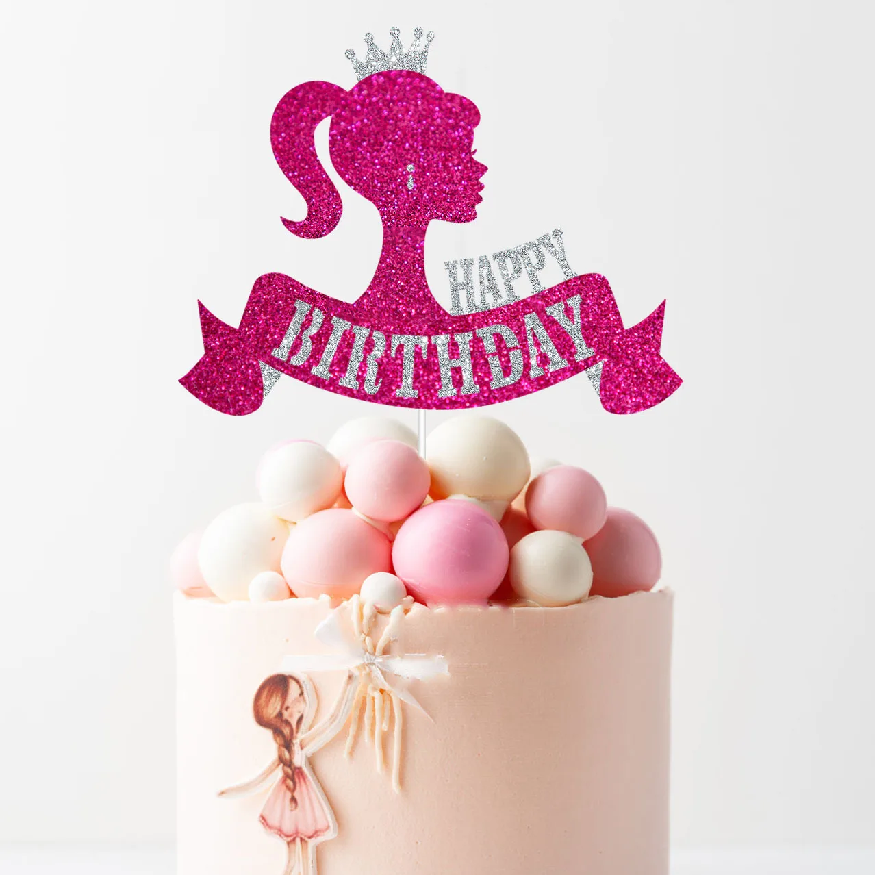 Cake Topper High Heel Bow Happy Birthday Love Princess Crown Baby Shower Kids Party Diy Baking Cakes Decoration Baking Supplies cake topper cake toppers