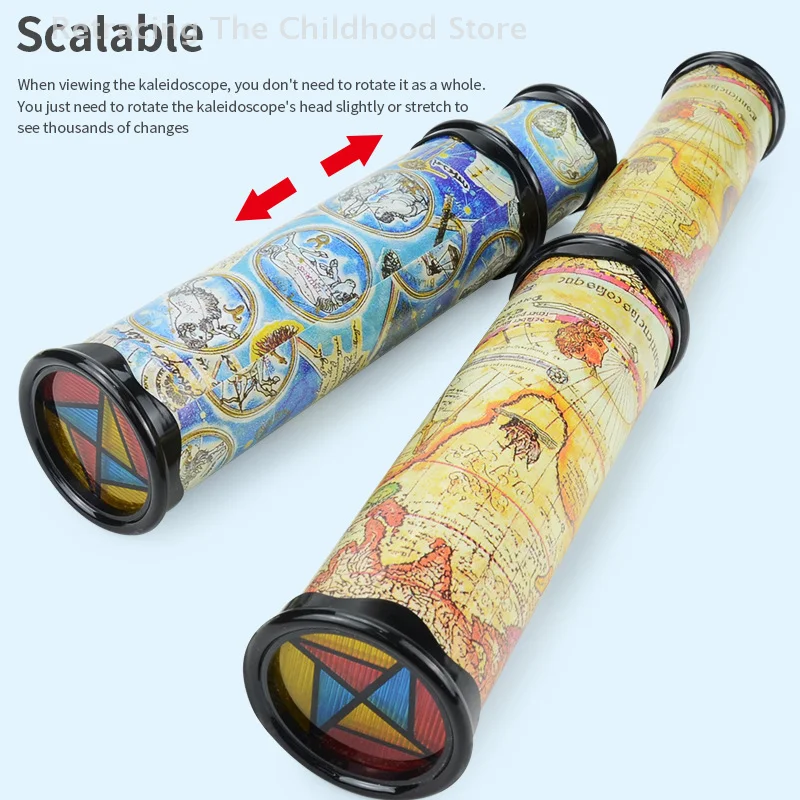 Scalable Magic Kaleidoscope Classic Three Mausoleum Mirror Kaleidoscope Toys Fancy Colored World Toys For Children Gifts