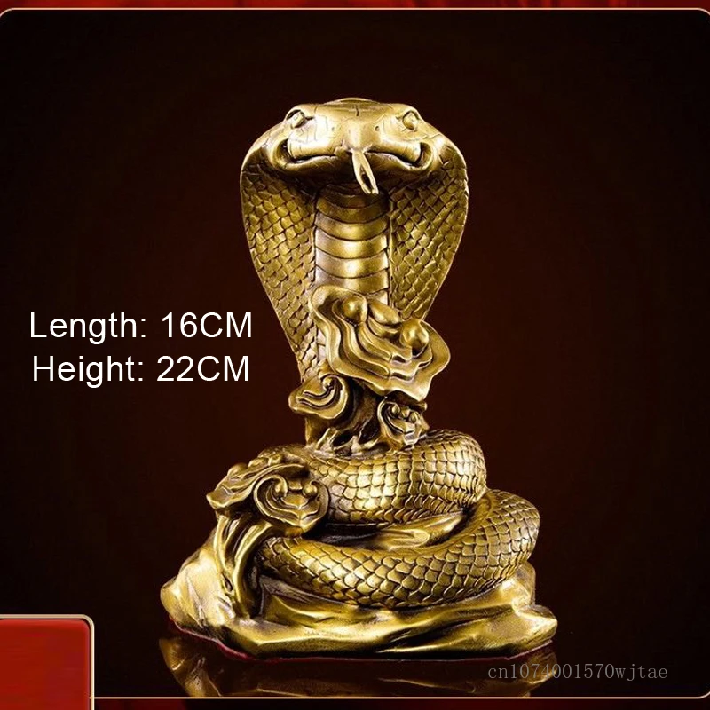 Animal Mascot Snake Sculpture Creative Brass Crafts Chinese Style Indoor, Living Room, Office, Bedroom, Buddhist Hall Decor, 1Pc 6