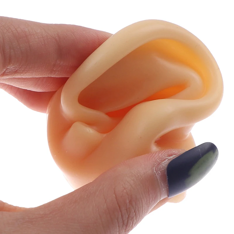 Soft Silicone Ear Model Tattoo Jewelry Practice Piercing Tools Earrings Stud Display Model Body Medical Teaching Props Reuseable 4