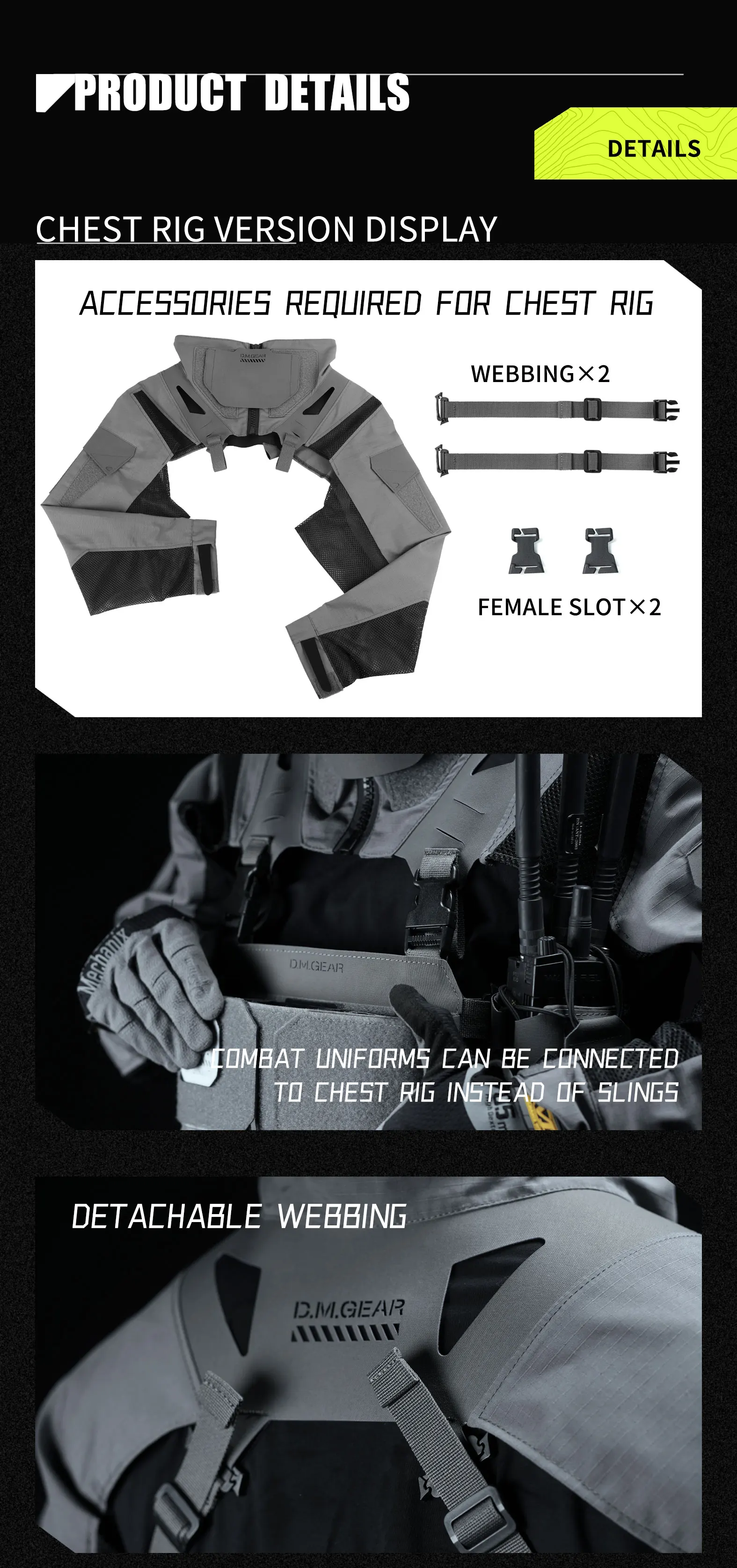 DMgear Original Taktische Kampfuniform Langarm Tarnkleidung Atmungsaktiv Bequem Kompatibel Taktisches Chest Rig – Detail 4