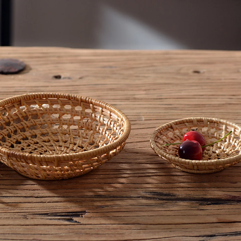 Rattan Material Storage Basket Woven Basket Fruit Vegetable Bread Container Display Basket Home Storage ganization 5