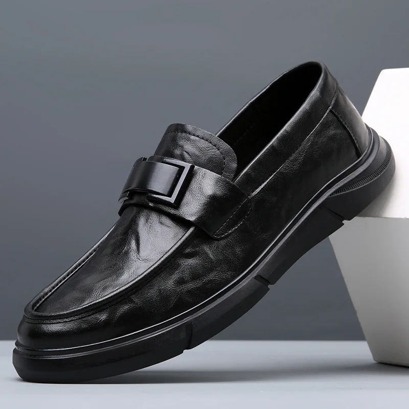 

2023 NEW Winter British Leather Shoes Men's Black Casual Men's Fashion Trend Short Zapatos De Hombre Loafers Men Tenis Masculine