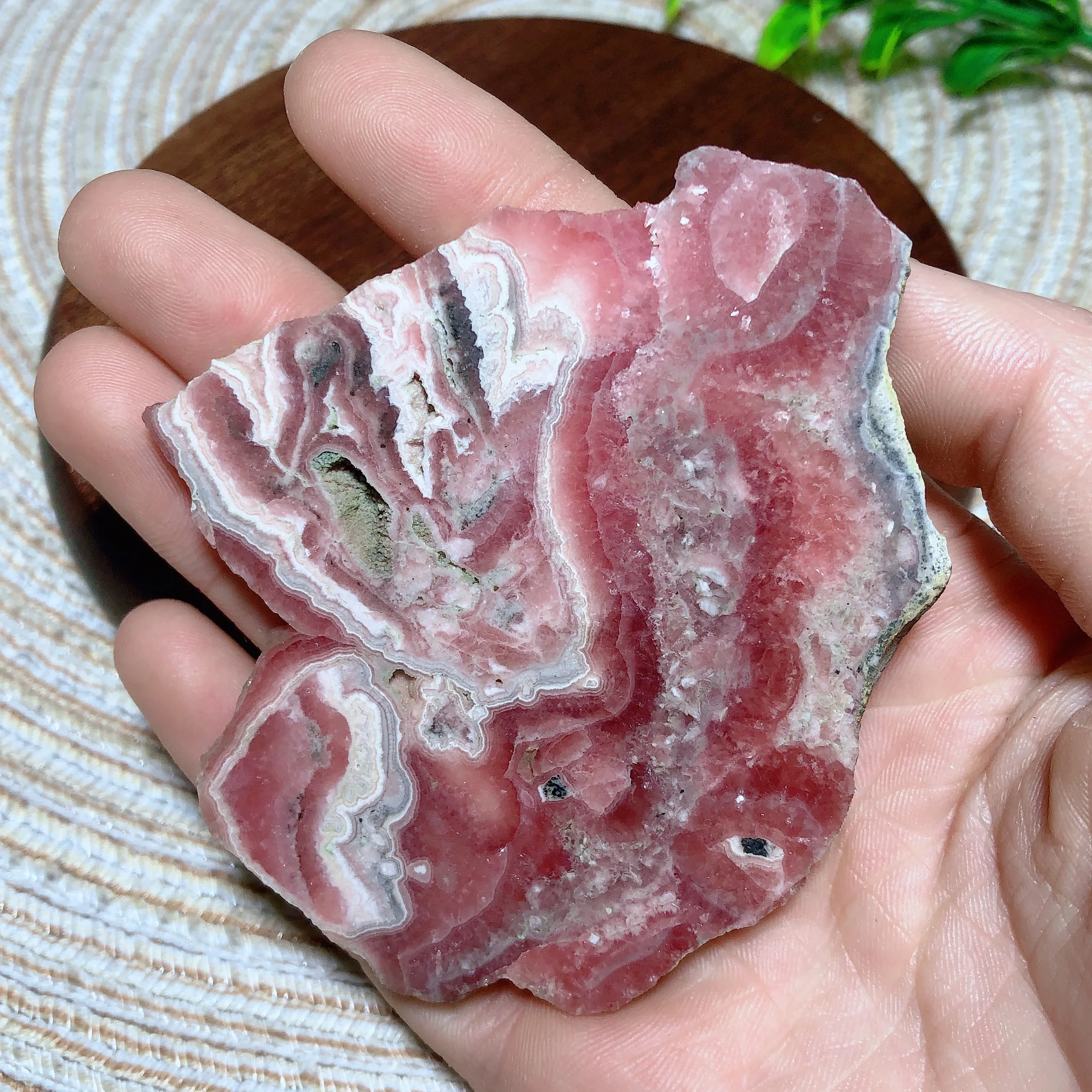 Natural Crystal Rhodochrosite Slices Slab Ore Argentina Mineral Gemstones Ornament Home Decoration Gift 4