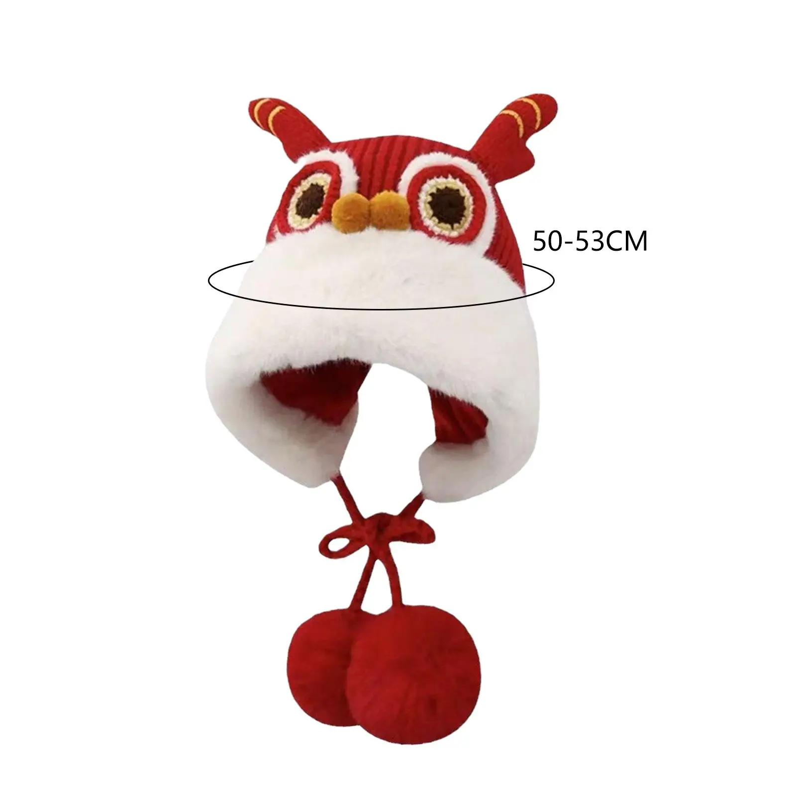 Lion Dance Hat Costume Hat Skiing Decor Headdress Warm Winter Hat Animal Hat for Kids Halloween Fancy Dress Birthday New Year