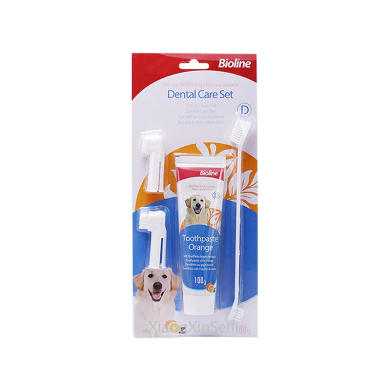 Pet Dog Toothbrush Set Beef, Mint, Orange 3 Flavors of Toothpaste Fresh Breath Gum Care Dogs Teeth Cleaning Accessories images - 6