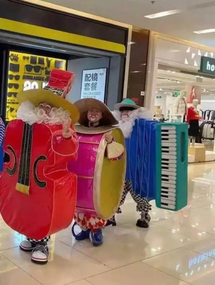 

man wearing imitation musical instrument man costume accordion mascot costume Free shipping