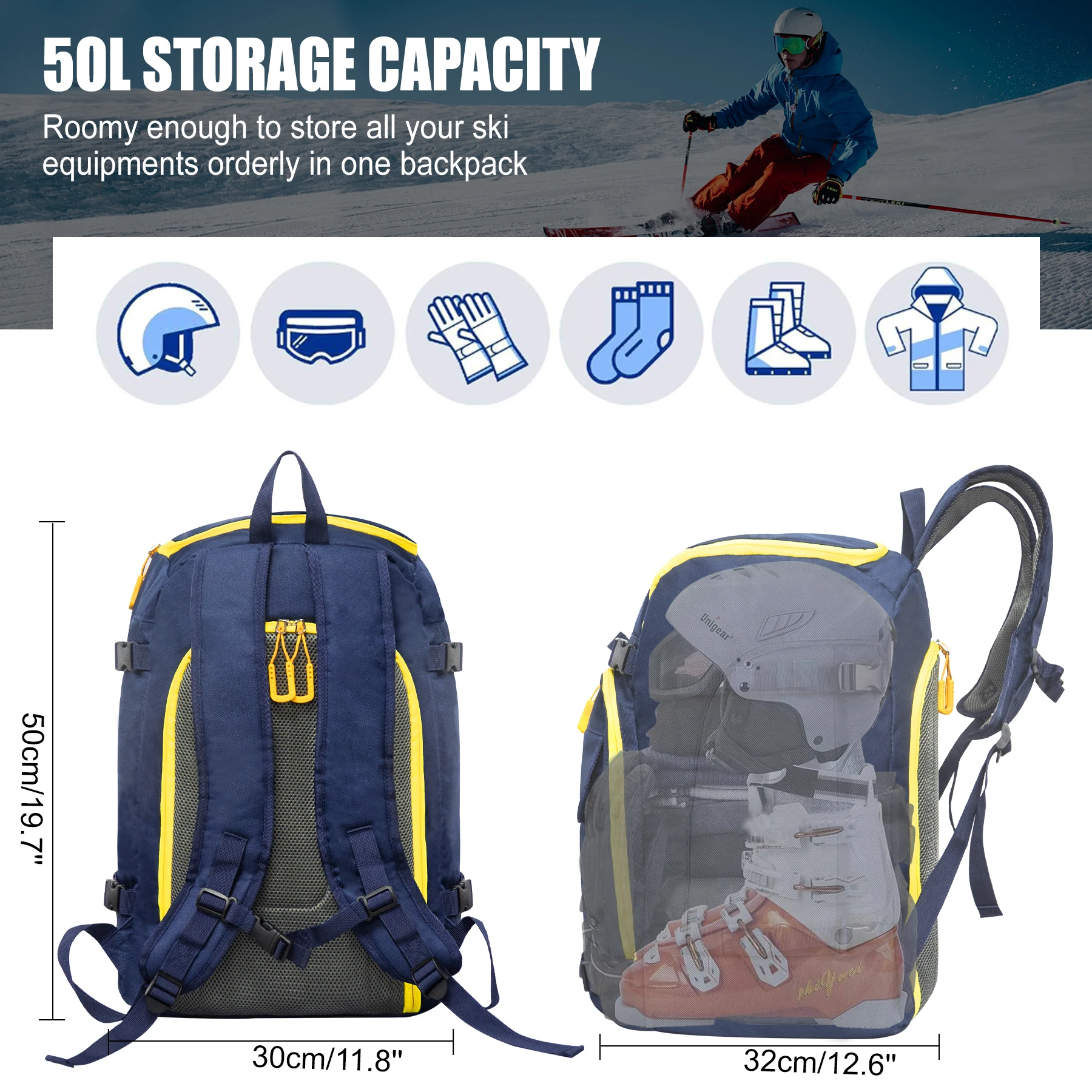 ski boot bag with multiple compartments