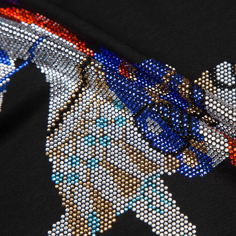 Colorful Rhinestone Horse Graphic T-Shirts for Women - Fashionable Streetwear O-Neck Short Sleeve, Plus Sizes Available