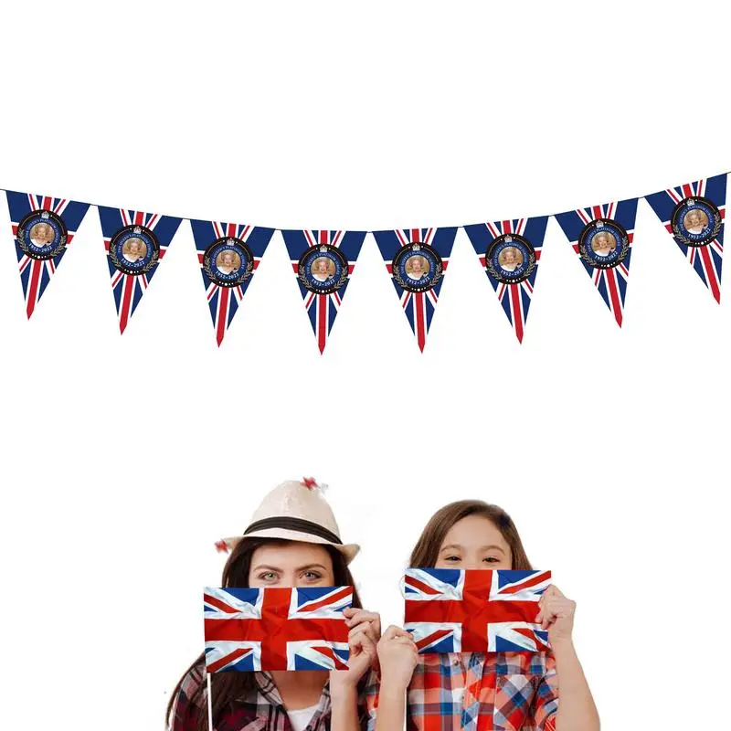 

British Bunting Flags 8.2Ft Small Mini UK British Flags Bunting Banner Portable Fabric Bunting Banner Patriotic Party Supplies