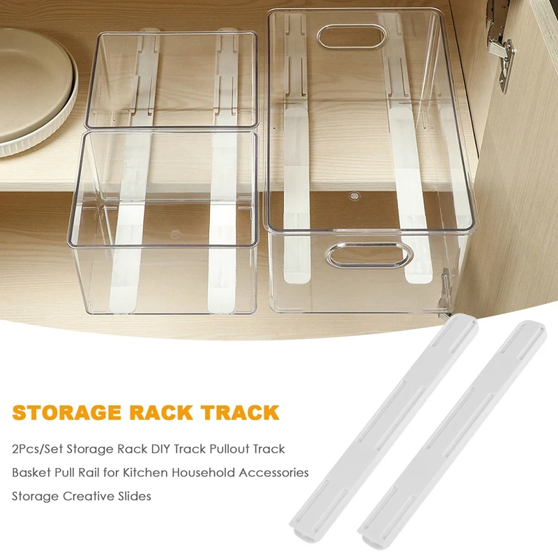 2Pcs/Set Storage Rack DIY Track Pullout Track Basket Pull Rail For Kitchen Household Accessories Storage Creative Slides-A97Q 4