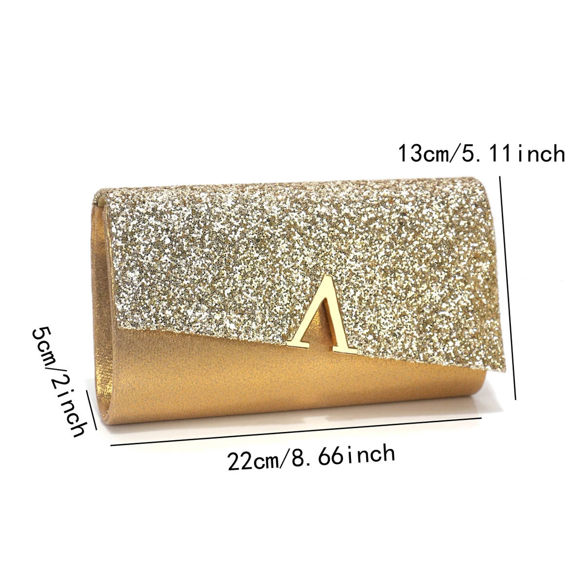 Metal Chain Evening Bags Envelope Shaped Sequins Handbags For Women