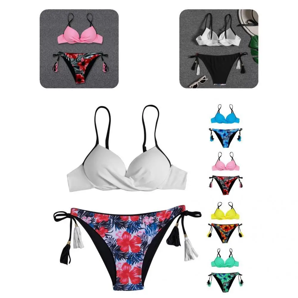 2 Pcs/set Popular Lady Bikini Low Waist Floral Print Bikini Set