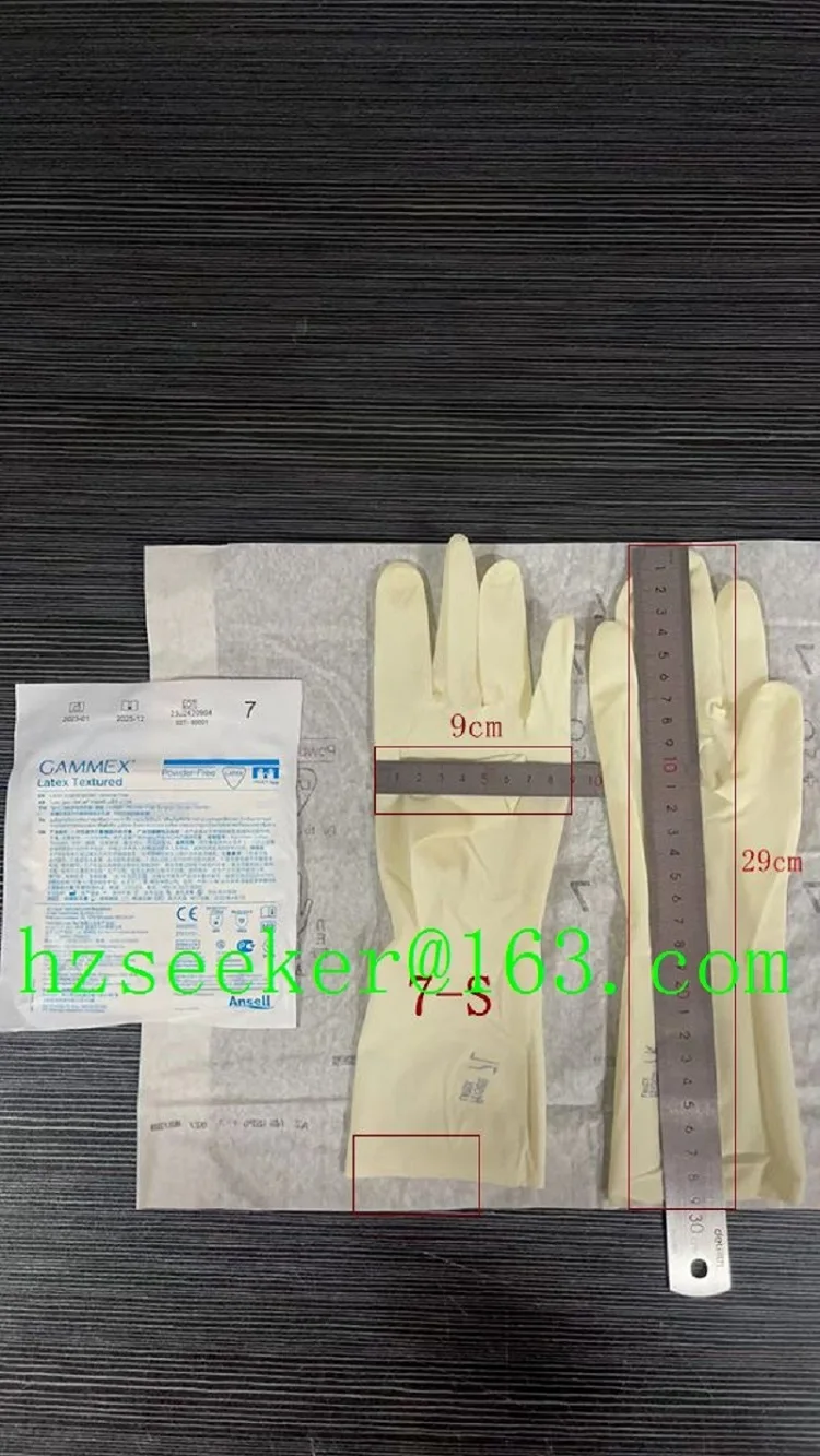 Ansell Gammex LatexTextured（1 pair) Micro-textured finish Latex Powder Free Surgical Gloves Straight Edge Outer glove
