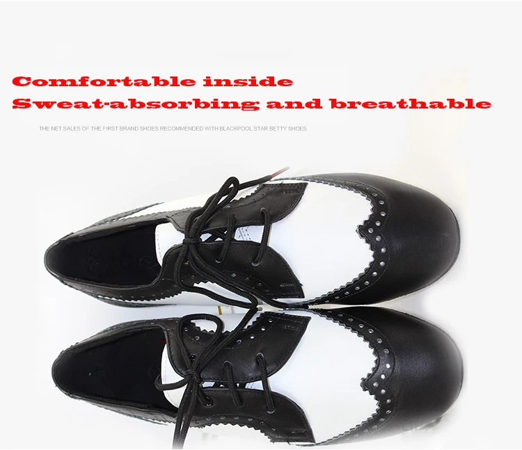 BD TANZ SCHUHE Latin Schuhe Ballsaal MÄNNER Schuh Moderne Rindsleder Sohle Nicht-slip BDDANCE441 Authent Schwarz Weiß Importiert Patent leder – Detail 8