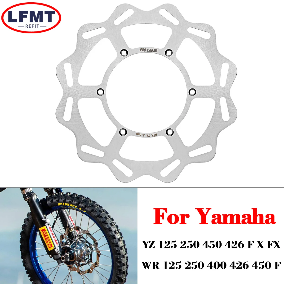 

Motorcycle Front 270mm Brake Disc Rotor Disk For Yamaha YZ125 YZ250 YZ250F YZ250X YZ400F YZ450F WR125 WR250 WR250F WR400F WR450F
