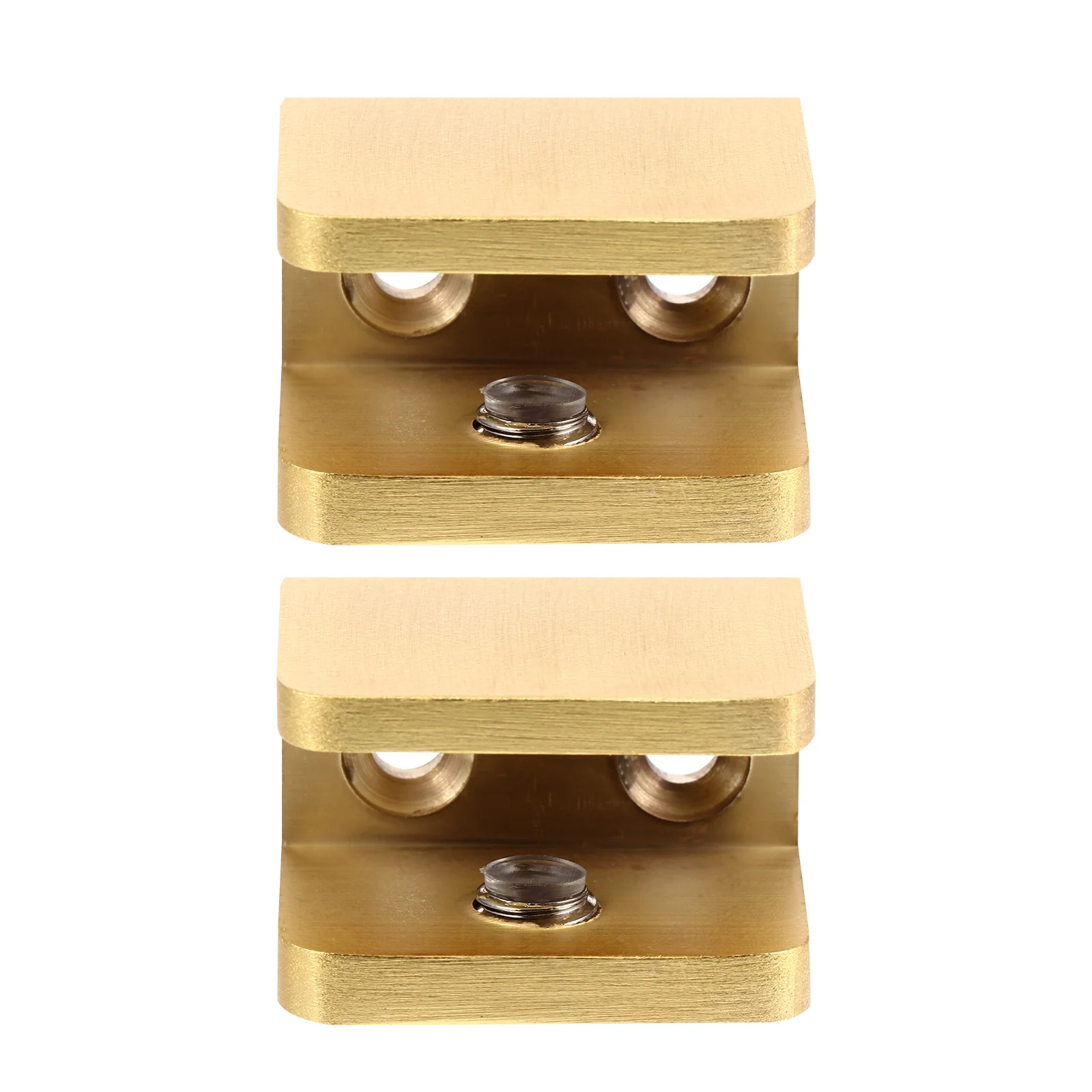 2 Pcs Glass Clip Display Cabinet Bracket Wall Mounted Shelf Clamp Bright Electroplating for Handrail Flat Back Copper