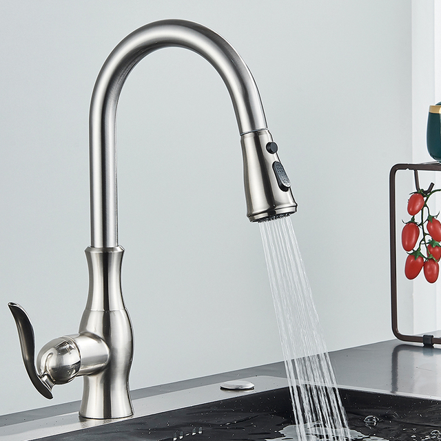 Matte Black Pull Out Kitchen Faucets Single Handle Hot Cold Water Crane Tap For Kitchen 360 Rotation Kitchen Mixer Tap