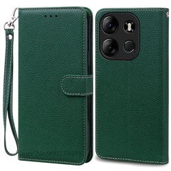 Premium Wallet Leather Flip Case - Elegant Phone Cover and Protective Coque s for Tecno Spark Go 2023 (Dark Green - Strap)