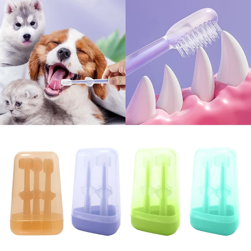 

3pcs/set Pet Toothbrush Silicone Brush ClearUpBadBreath Tartar Teeth Care Drop Shipping