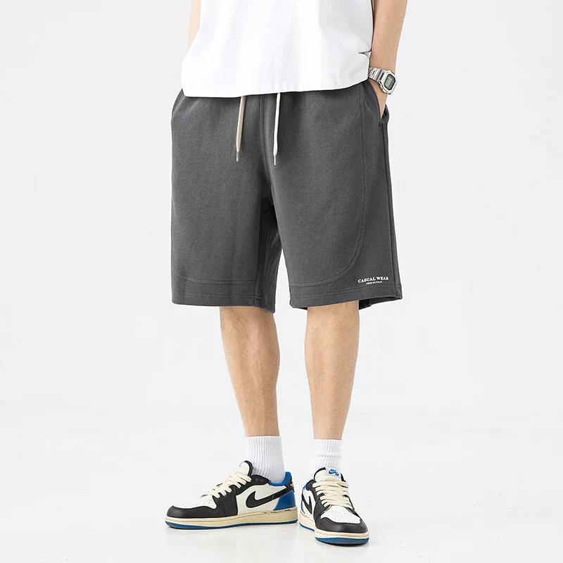 Fashion Spliced Lace Up Printed High Waist Knee Shorts Men's Clothing 2024 Summer New Loose Elastic Solid Color Casual Shorts