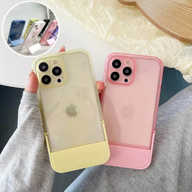 3CG Clear Candy Color Soft Silicone Phone Case for iPhone 11 12 13 Pro Max X XR XS 7 8 Plus Holder Shockproof Bumper Cover funda iphone 12 lifeproof case