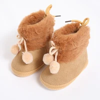 Winter Baby Boots Plus Velvet Snow Booties Baby Shoes Warm baby Girl Shoes Pompom Soft Sole Indoor Walking Shoe 1