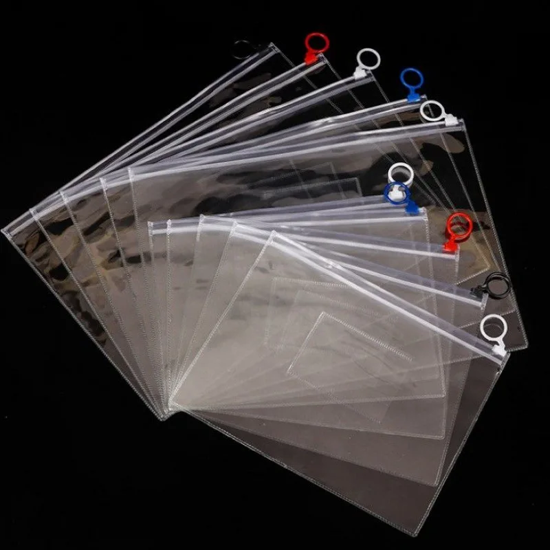 

5PCS Information Bag Thickened Student Transparent Document Bag A5 Transparent Zipper Document Storage Bag File Test Paper Bag