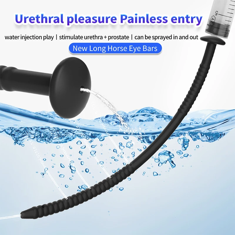Hollow Silicone Penis Plug Horse Eye Tube Urethral Sounding Catheters Dilator Male Prostate Stimulator Syringe Washing Sex Toys urethral dilator silicone urethral dilator